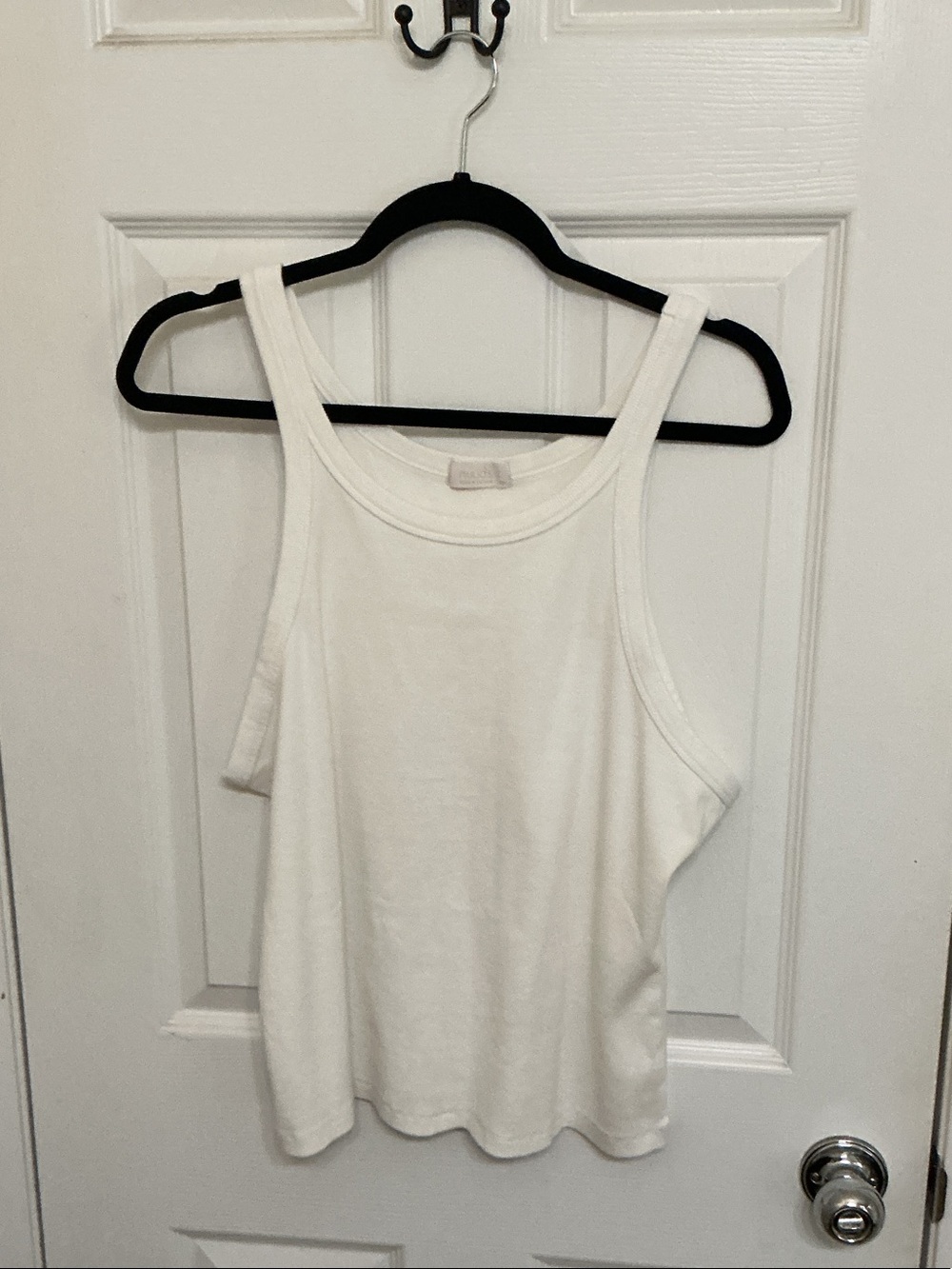 nuuds White Ribbed Scoop Tank Top